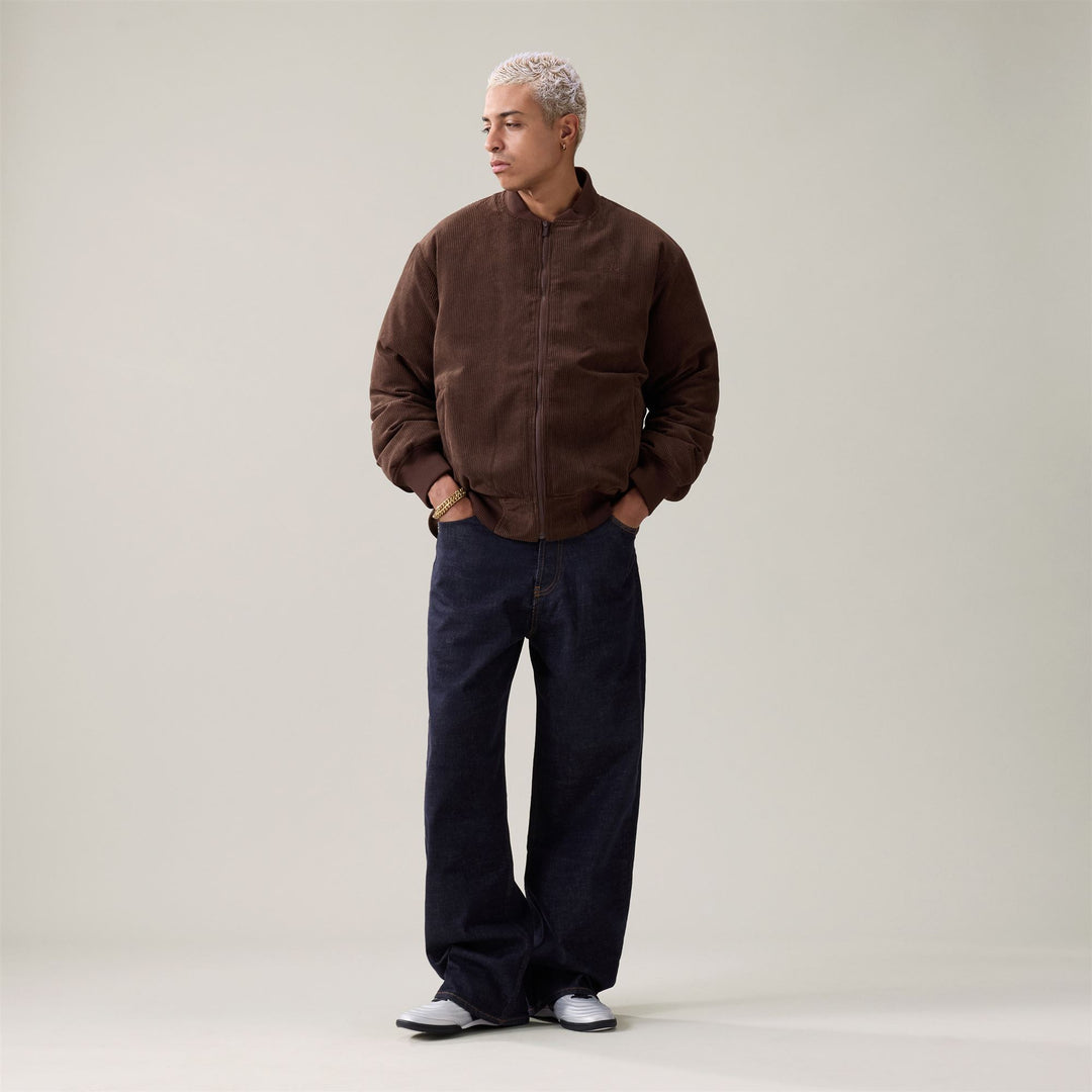 Brown Men's Comfort Fit Corduroy Bomber Jacket main