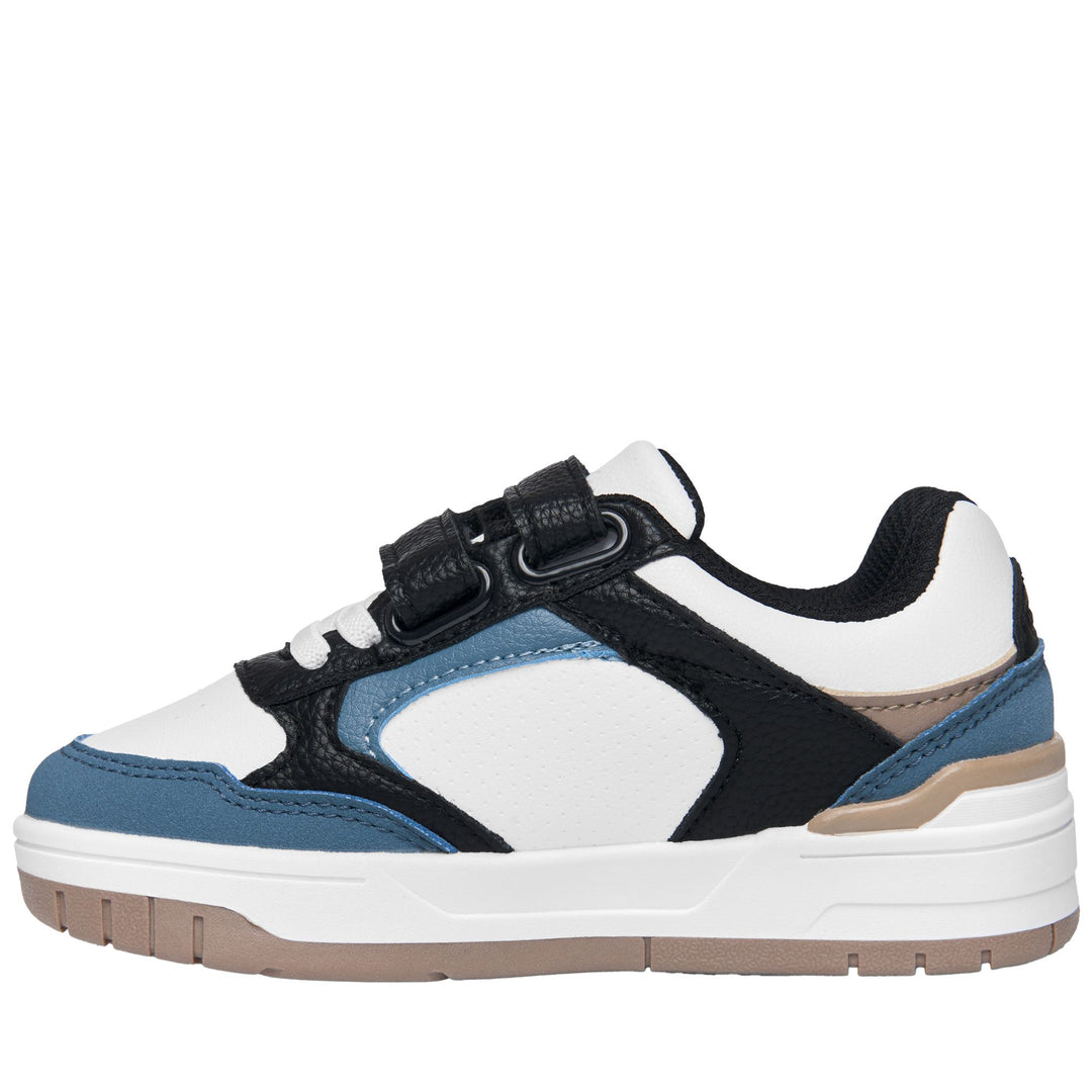 Baskets basses grises et bleues pour enfants main