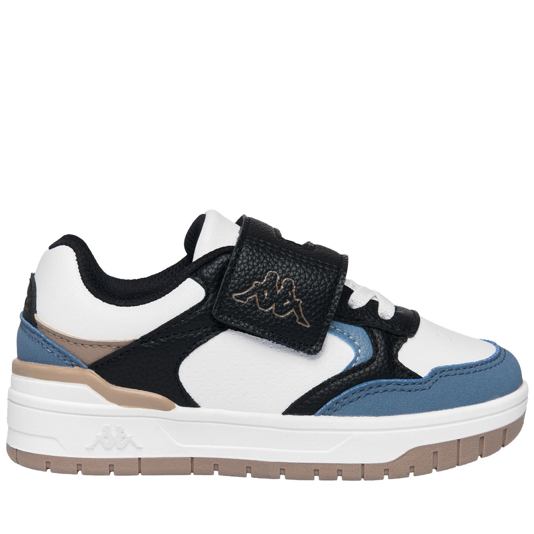 Baskets basses grises et bleues pour enfants main