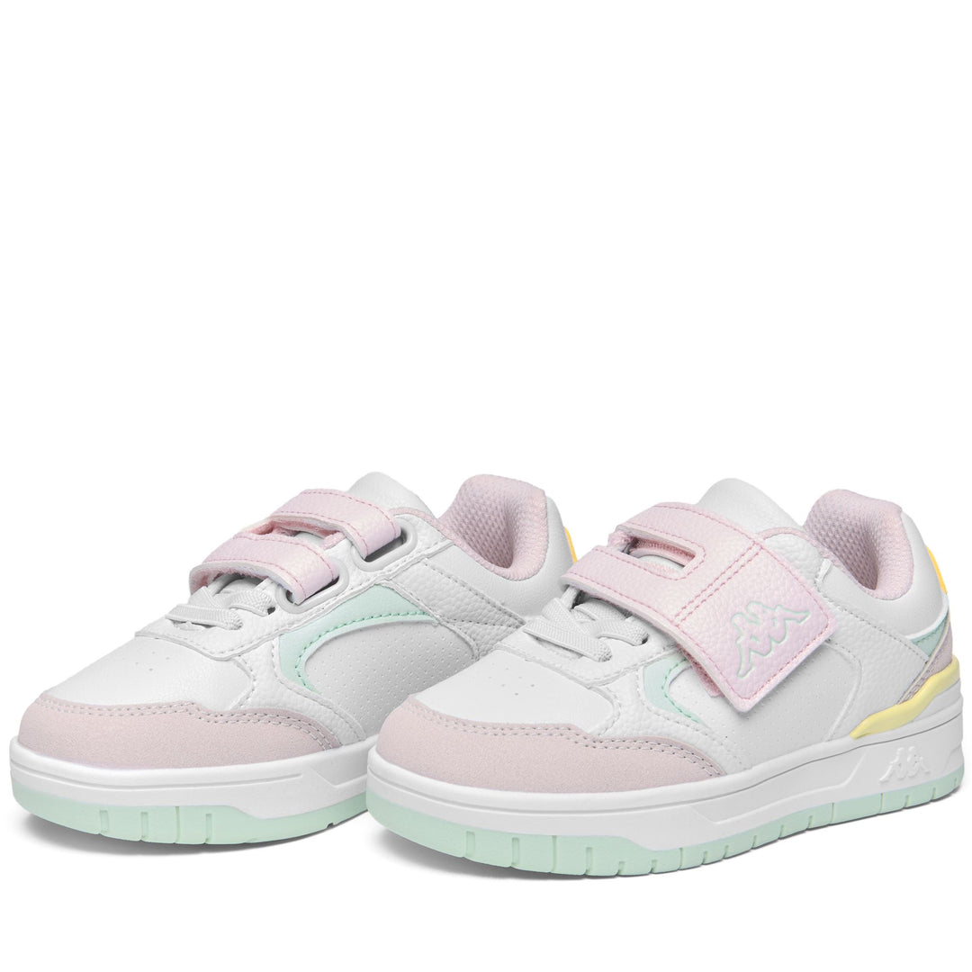 Grey and Pink Kid's Low Cut Walking Sneakers with Velcro Strap 01