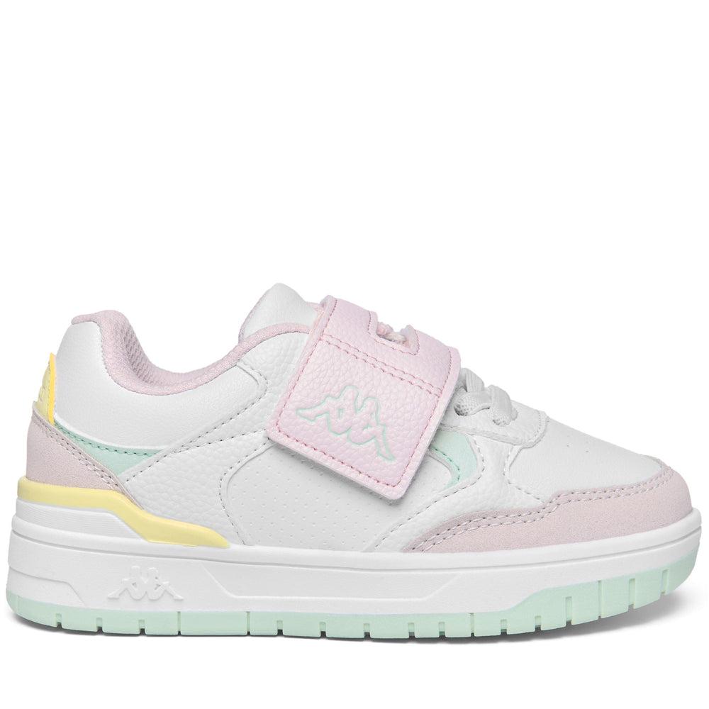 Grey and Pink Kid's Low Cut Walking Sneakers with Velcro Strap 02