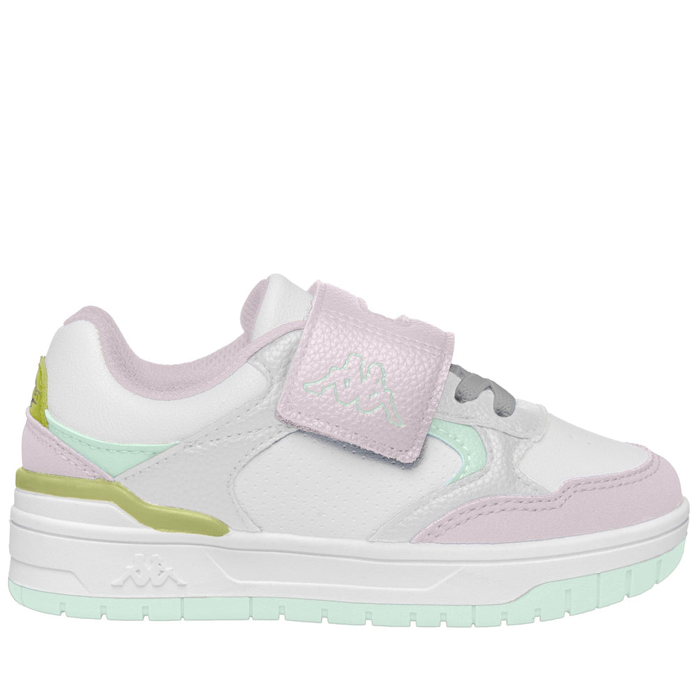 Baskets basses grises et roses pour enfants, avec bride velcro 02
