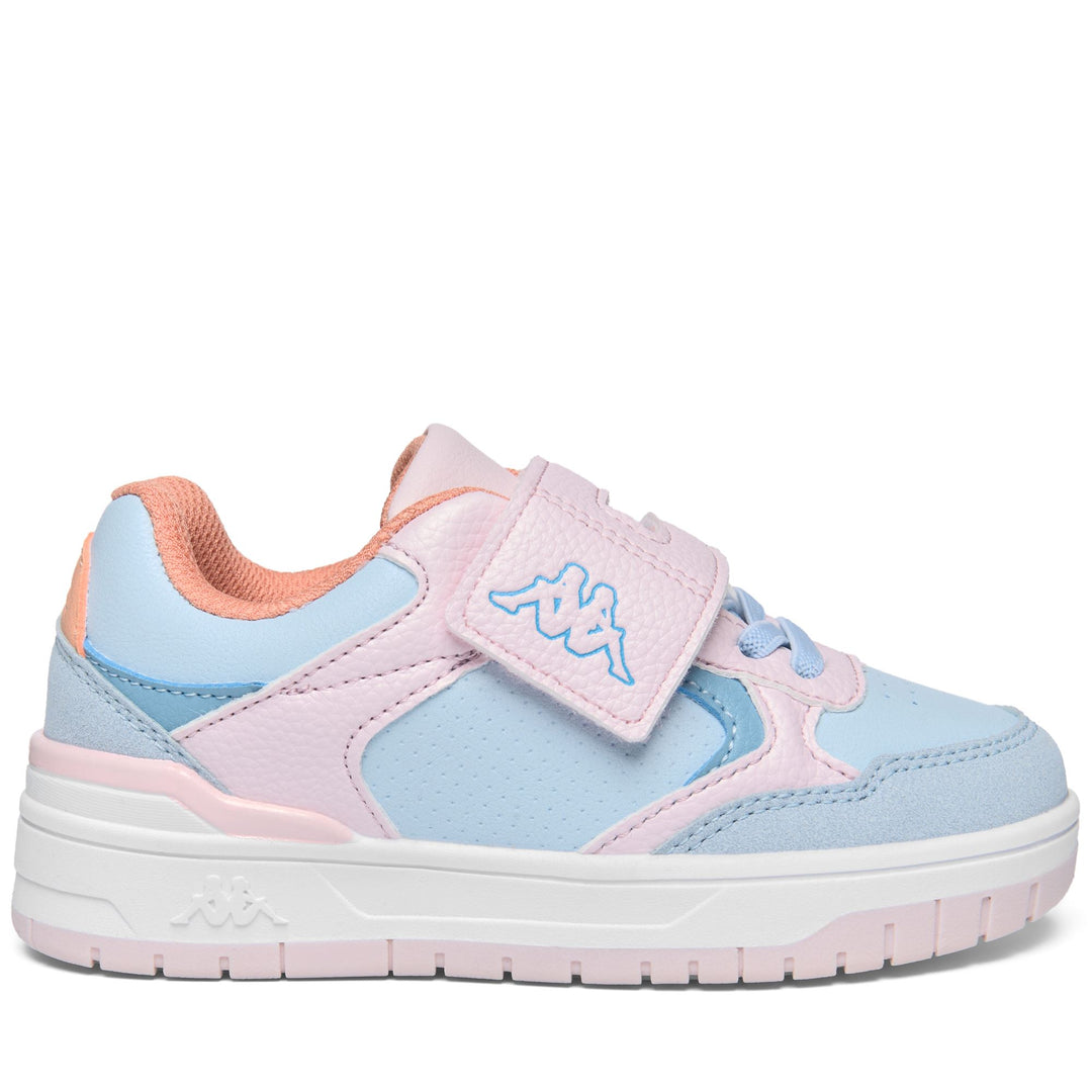 Baskets basses bleues pour enfant avec fermeture à scratch main