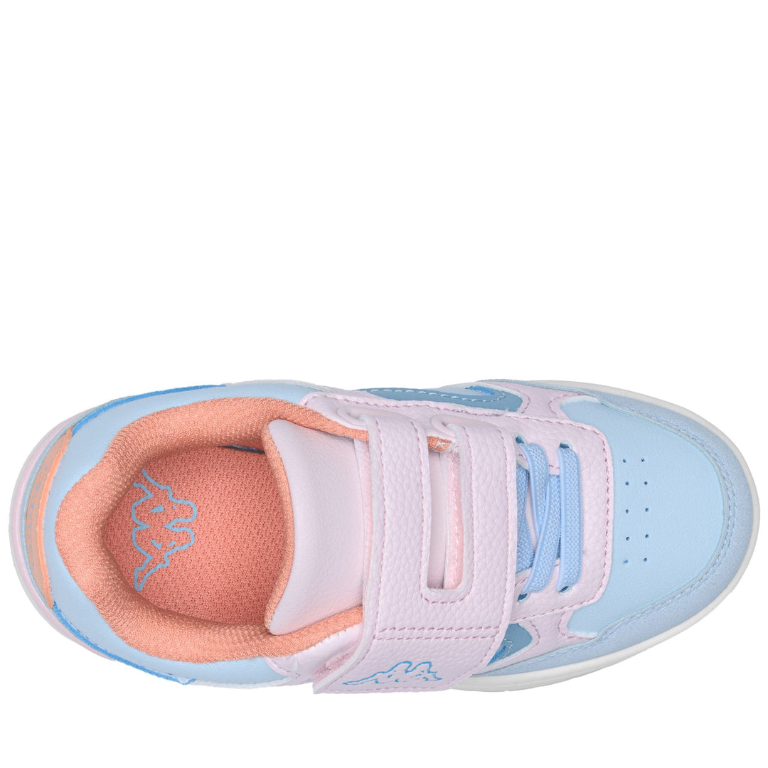 Baskets basses bleues pour enfant avec fermeture à scratch main