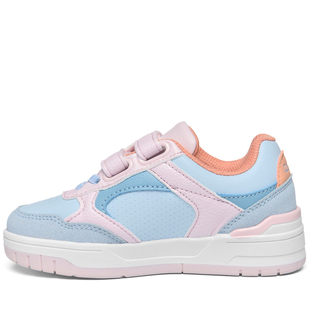 Baskets basses bleues pour enfant avec fermeture à scratch main