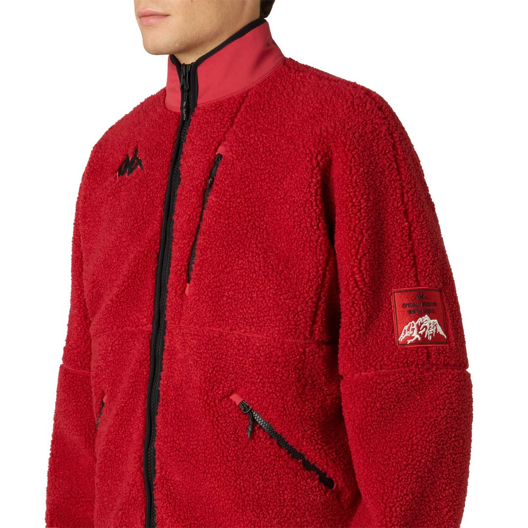 Sudadera deportiva unisex de felpa roja con inserciones elásticas. main