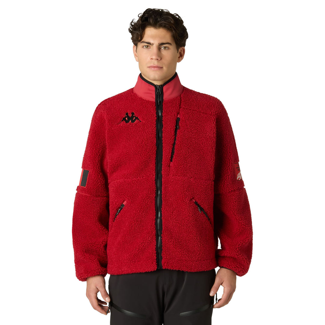 Sudadera deportiva unisex de felpa roja con inserciones elásticas. main