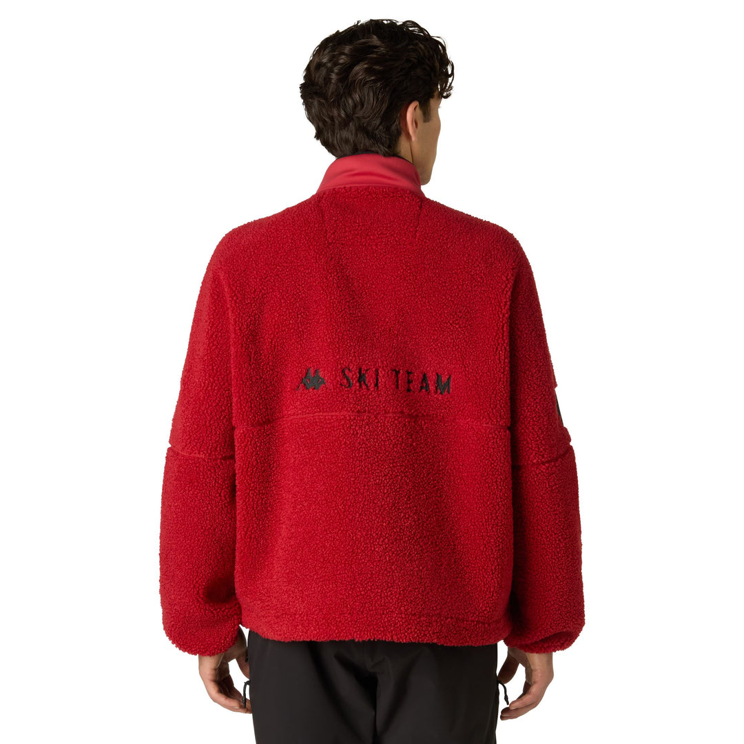 Sudadera deportiva unisex de felpa roja con inserciones elásticas. main