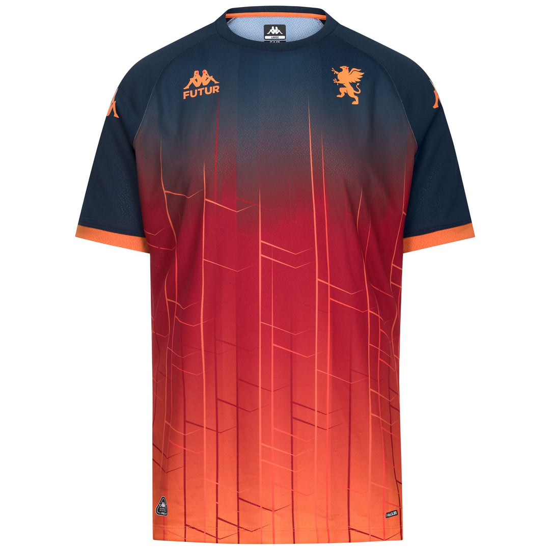 Blue and Orange Men's Genoa Football Pre-Match Shirt in Slim Fit 01