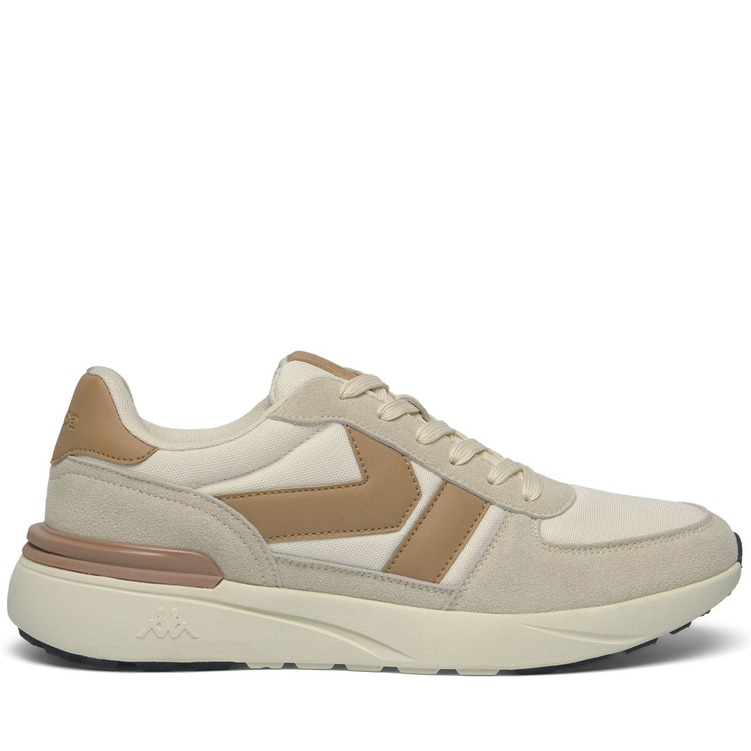 White and Brown Unisex Low Cut Sneakers with Memory Foam Insolock main