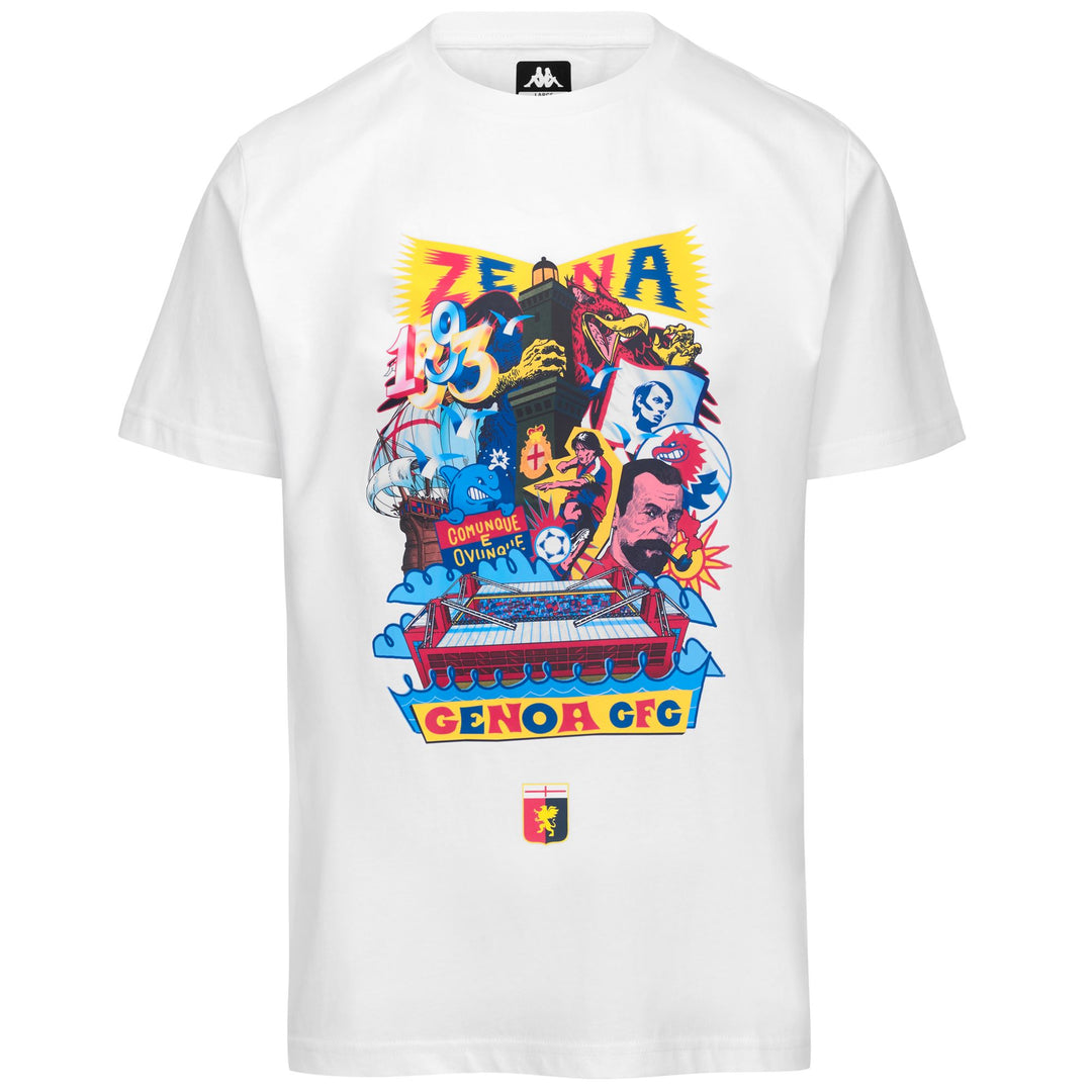 White Men's Genoa Football T-Shirt with Graphic Print 01