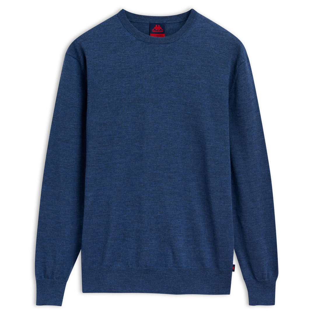 Jersey de punto clásico de lana merino azul oscuro para hombre 01