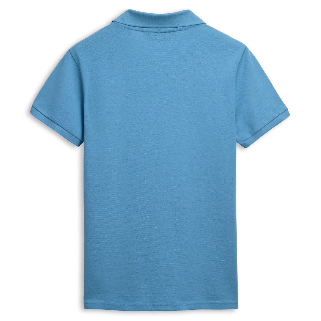 Polo en coton bleu pour homme, coupe ajustée et décontractée main
