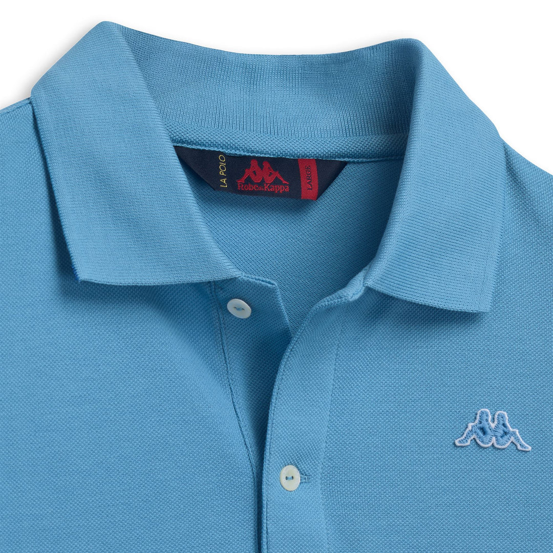 Polo en coton bleu pour homme, coupe ajustée et décontractée main