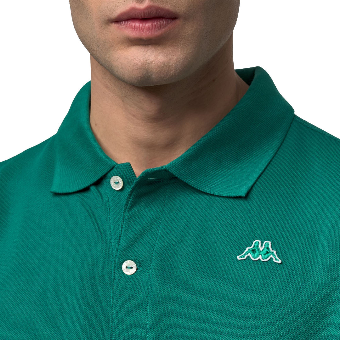 Polo en coton décontracté pour homme, coupe ajustée, vert main