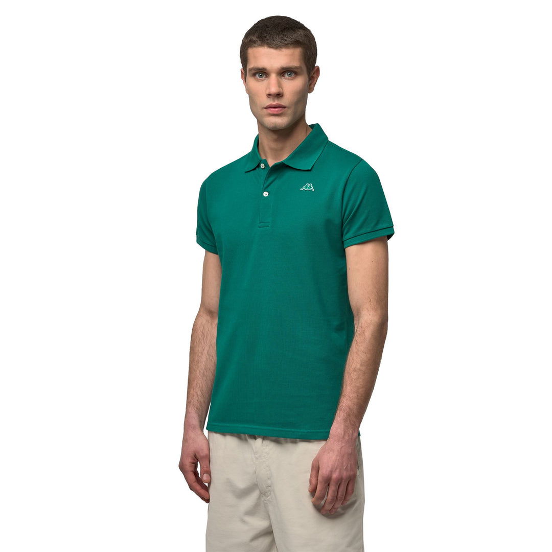 Polo en coton décontracté pour homme, coupe ajustée, vert 01