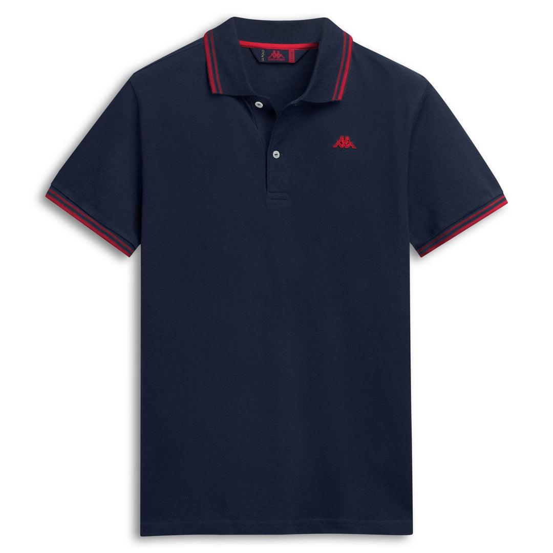 Polo informal de algodón azul de corte entallado para hombre 01