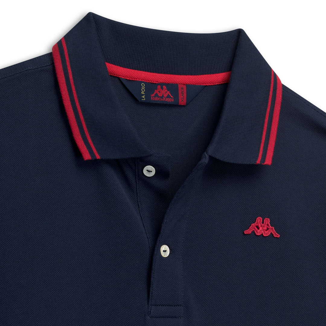 Polo en coton bleu pour homme, coupe ajustée et décontractée main
