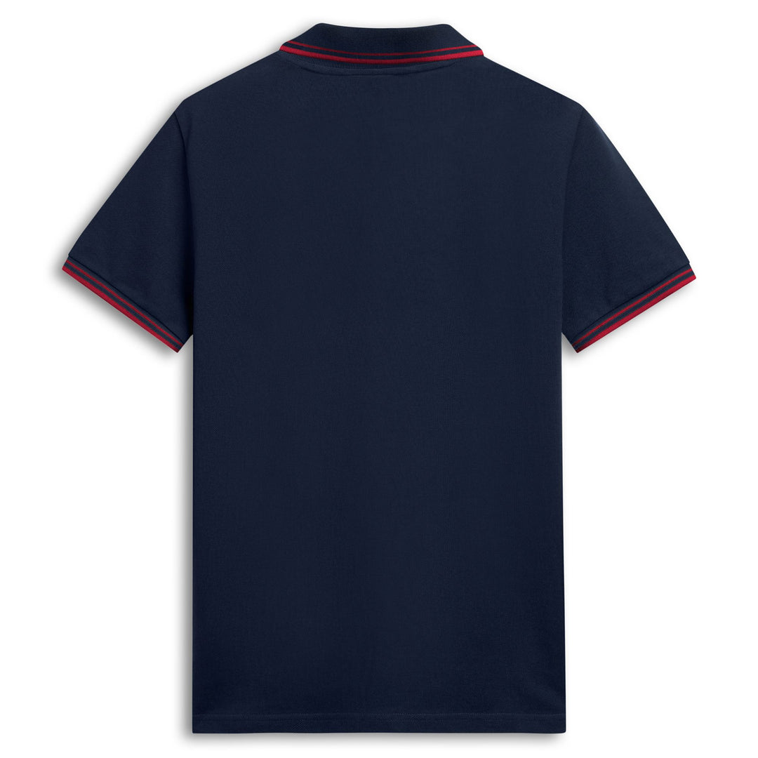 Polo en coton bleu pour homme, coupe ajustée et décontractée main