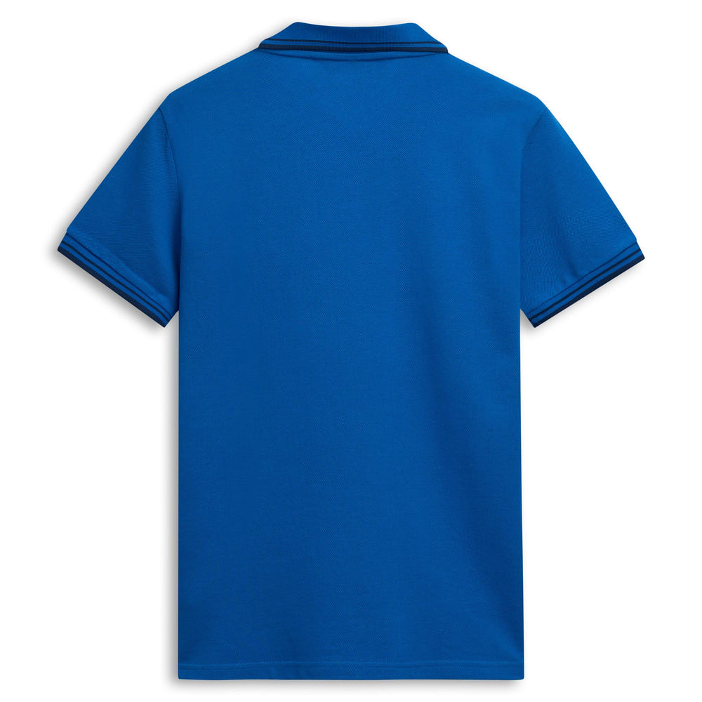 Polo informal de algodón azul de corte entallado para hombre 02