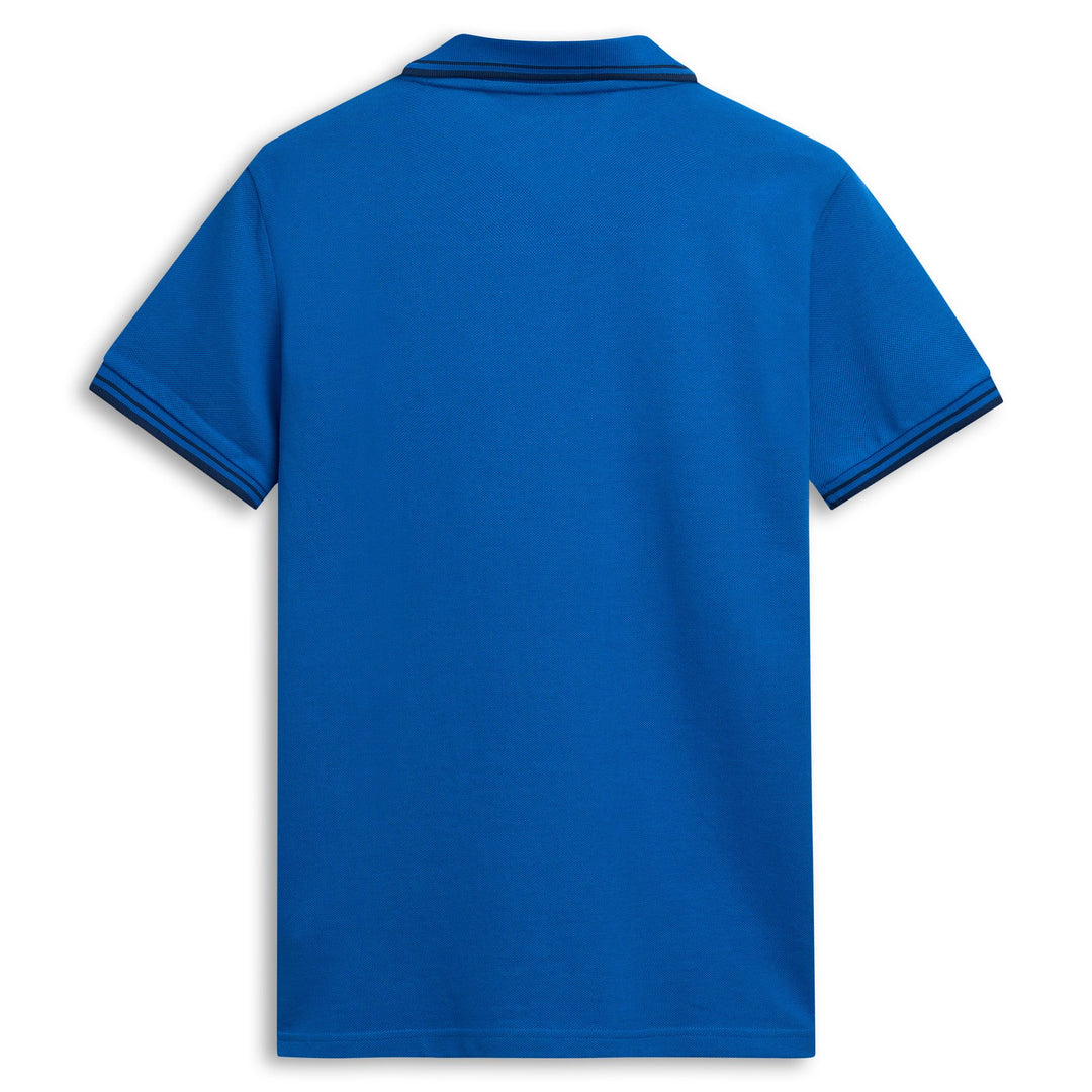 Polo en coton bleu pour homme, coupe ajustée et décontractée main
