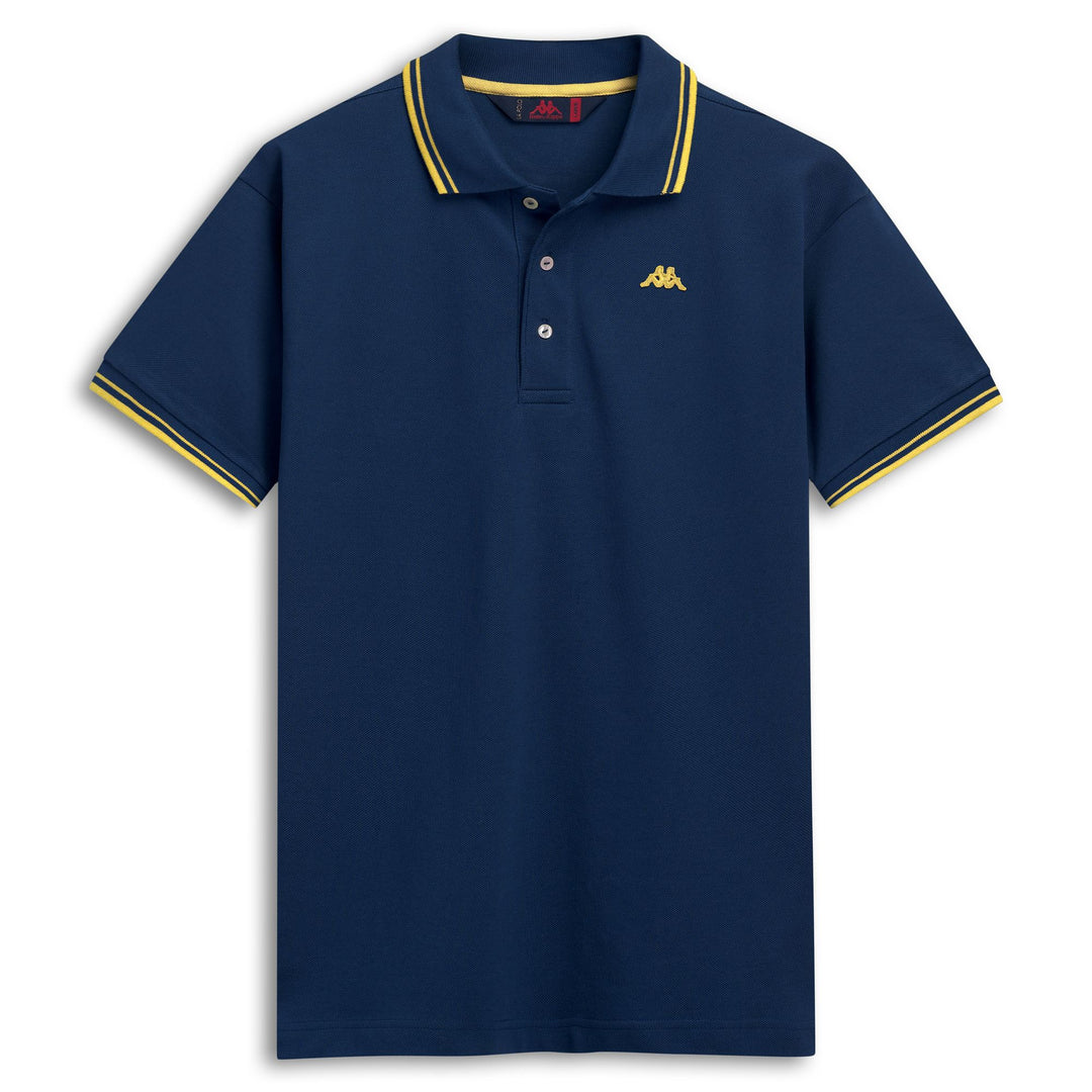 Polo informal de algodón azul de corte entallado para hombre 01
