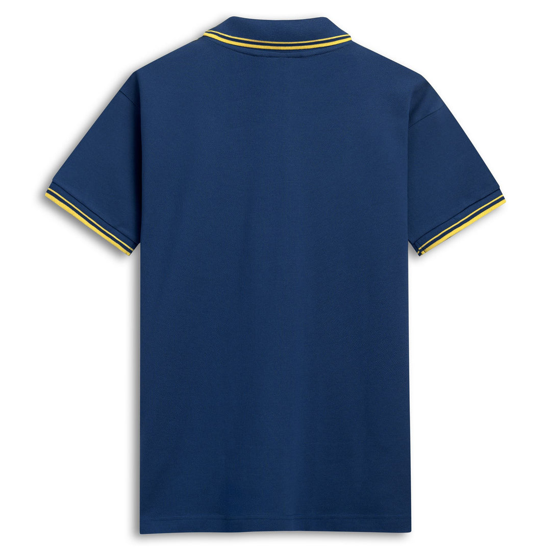 Polo en coton bleu pour homme, coupe ajustée et décontractée main