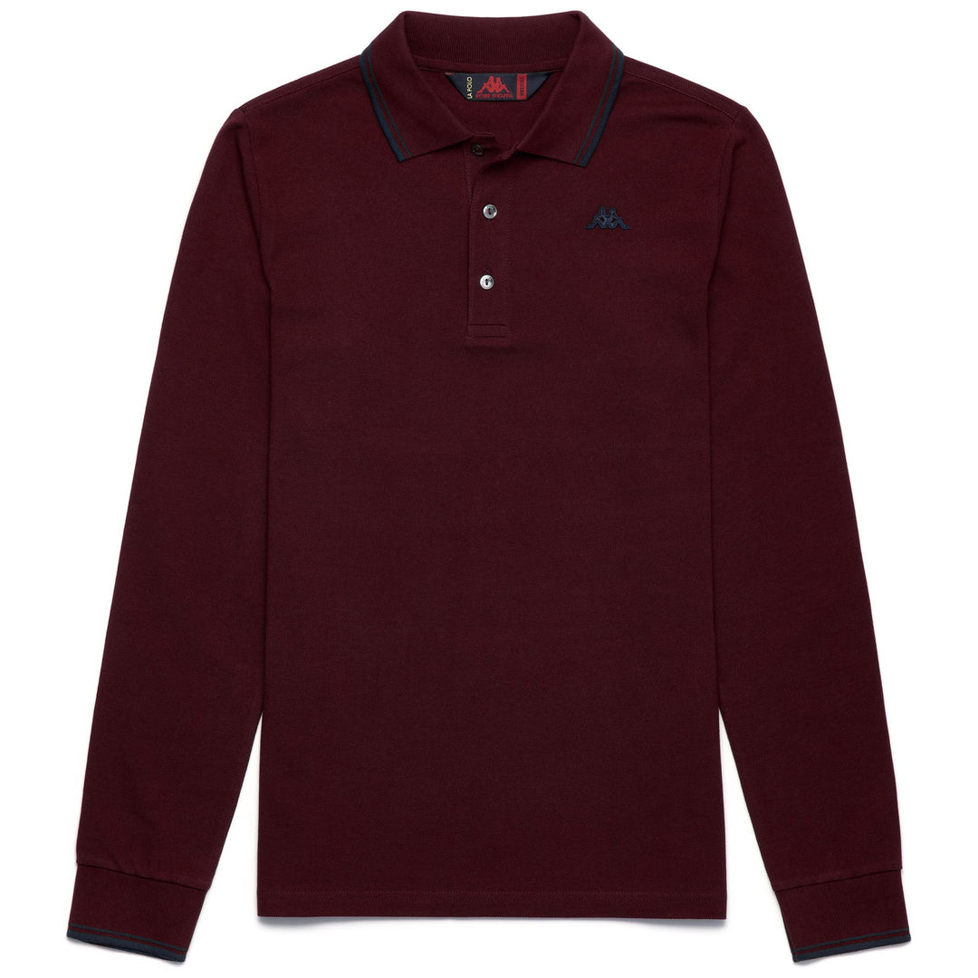 Polo de algodón informal de manga larga ajustado para hombre rojo 01