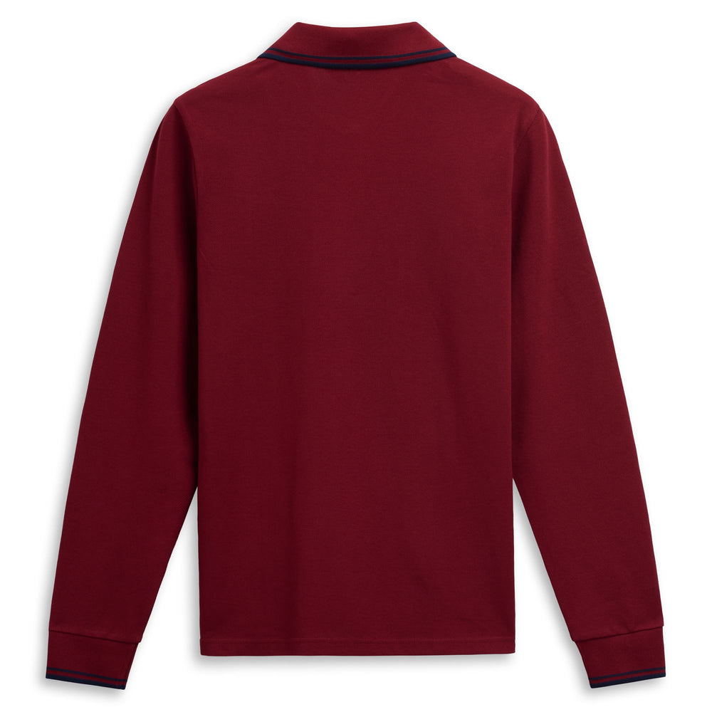 Polo clásico de manga larga ajustado rojo para hombre 02