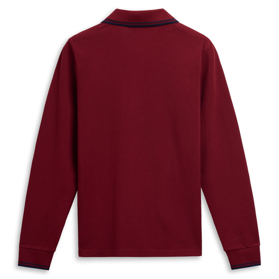 Polo clásico de manga larga ajustado rojo para hombre main