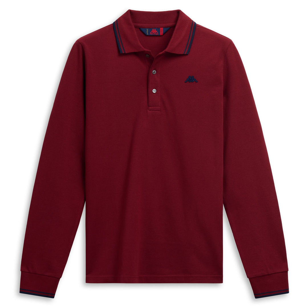 Polo clásico de manga larga ajustado rojo para hombre 01