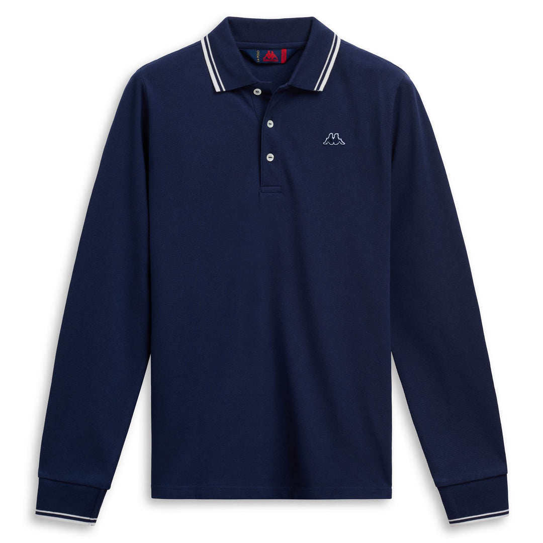 Polo casual da uomo a maniche lunghe vestibilità slim blu 01