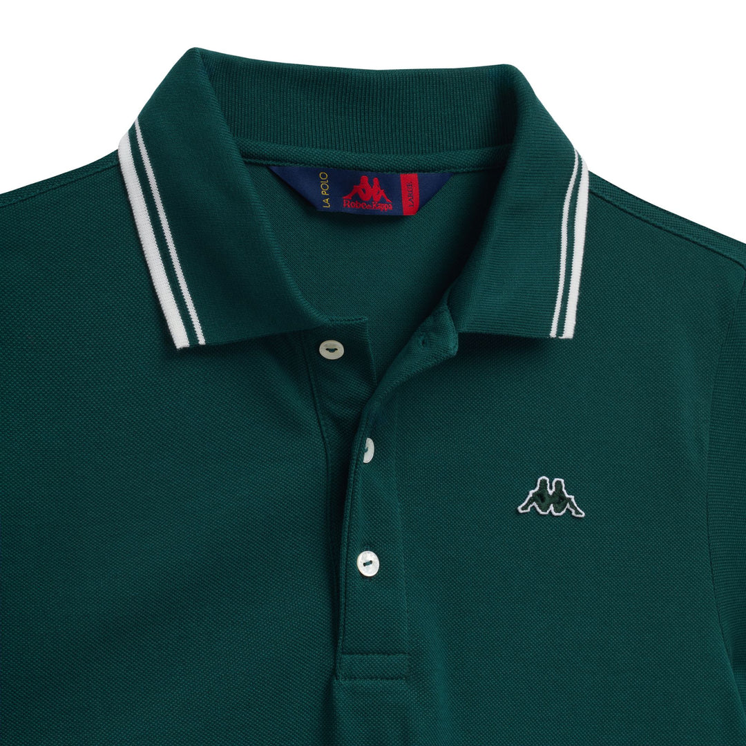 Green white Men's Slim Fit Long Sleeve Polo Shirt main