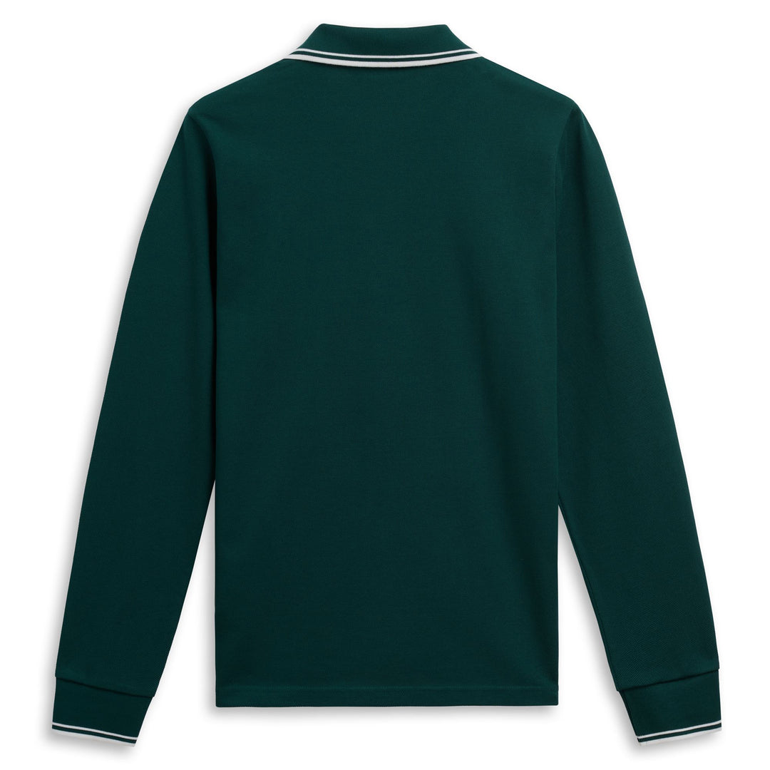 Polo vert homme coupe slim, manches longues, décontracté main