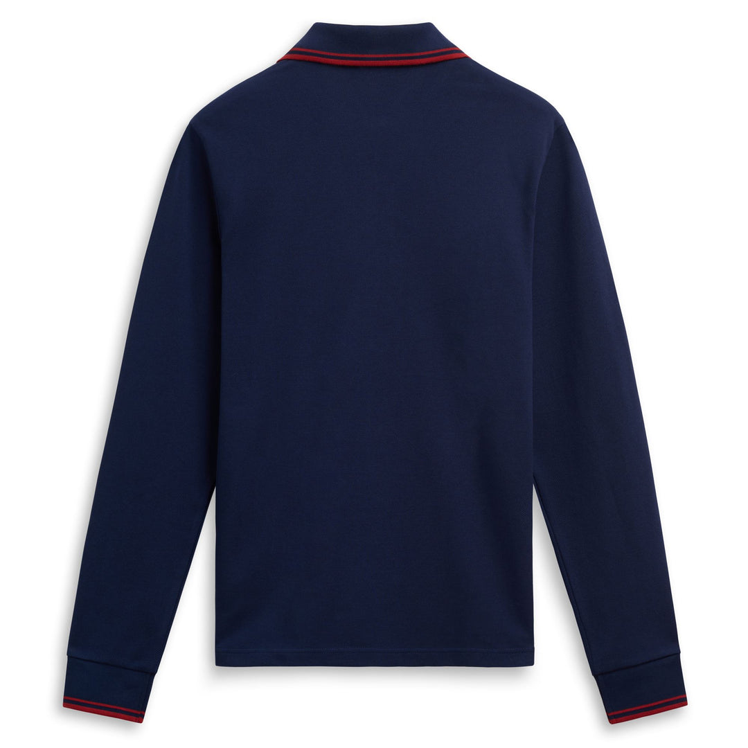 Blue Men's Slim Fit Cotton Polo with Striped Borders main