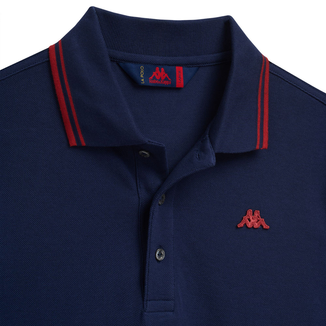 Polo informal para hombre de manga larga azul ajustado main