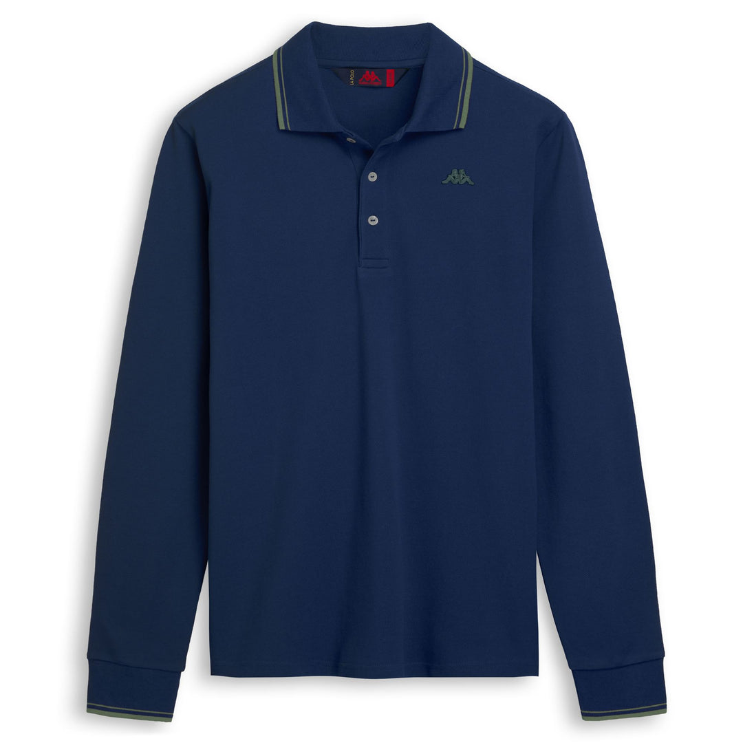 Blue Men's Slim Fit Cotton Long-Sleeve Polo Shirt main