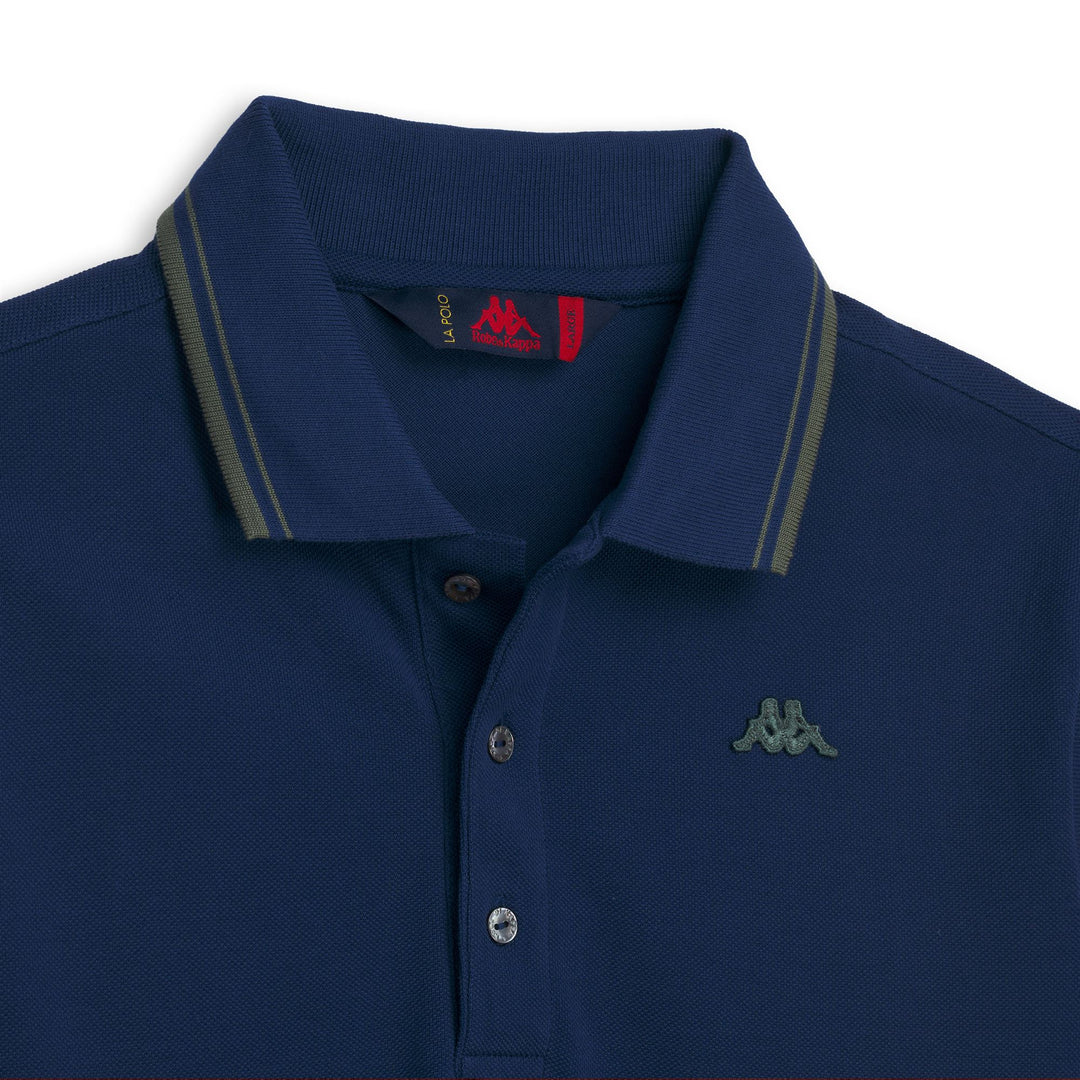 Blue Men's Slim Fit Cotton Long-Sleeve Polo Shirt main