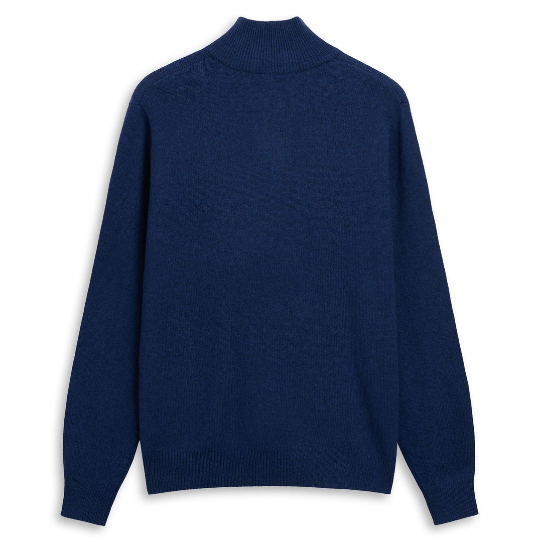 Pull en laine mérinos bleu pour homme, coupe classique main