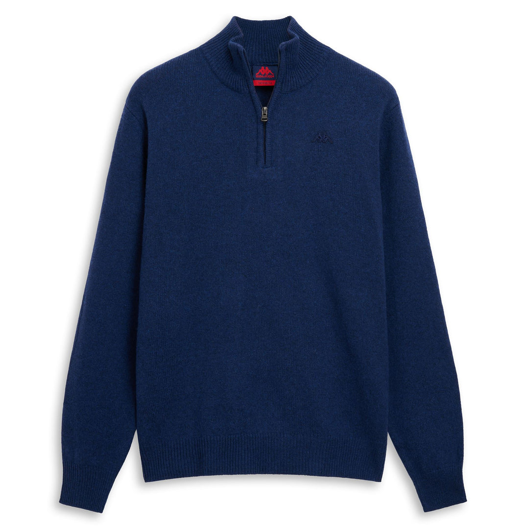 Blue iris Men's Classic Fit Lambswool Knit Pullover with Zip 01