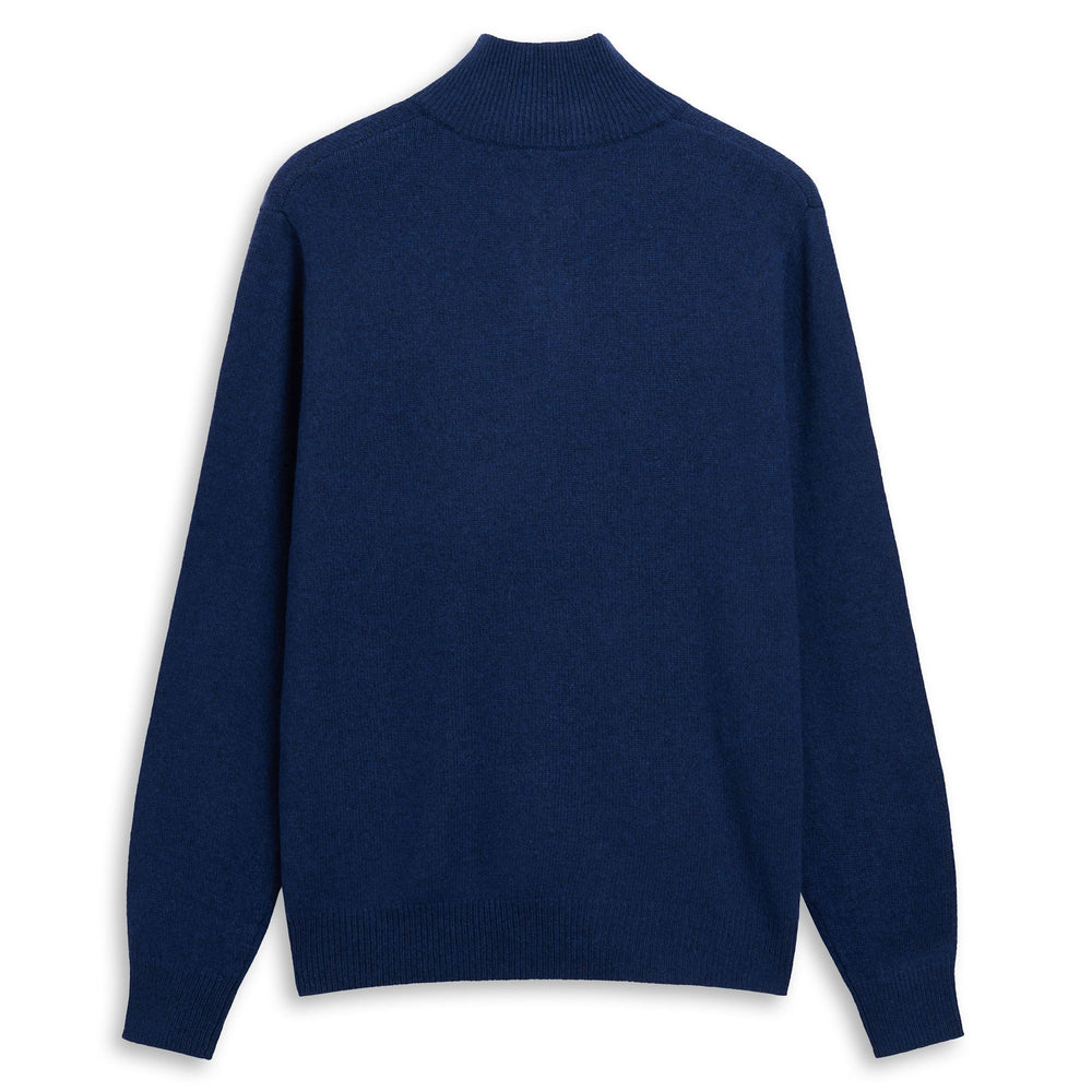 Blue iris Men's Classic Fit Lambswool Knit Pullover with Zip 02