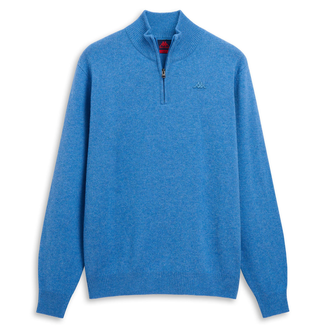 Royal blue Men's Lambswool Knit Pullover with Zip 01