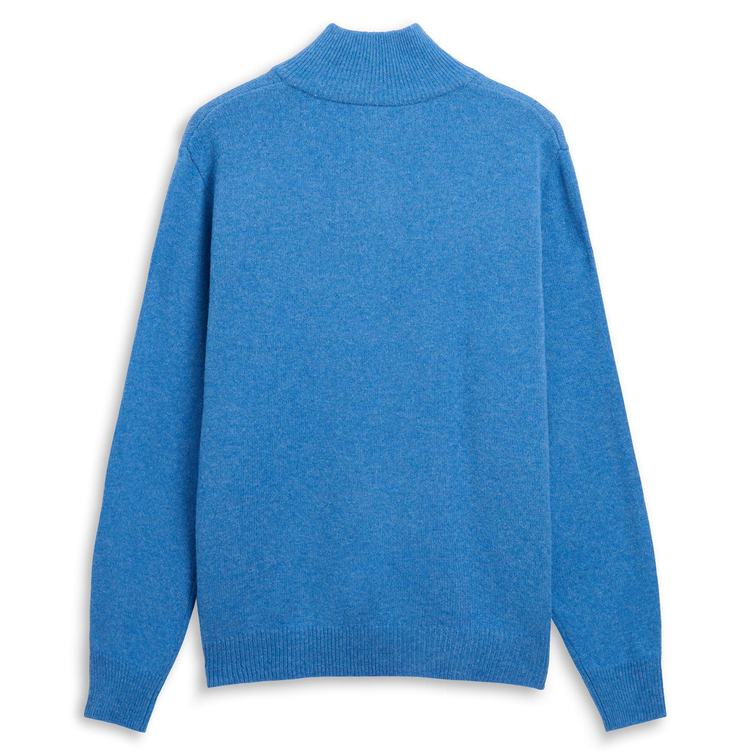 Jersey de punto de lana de cordero azul real para hombre con cremallera main