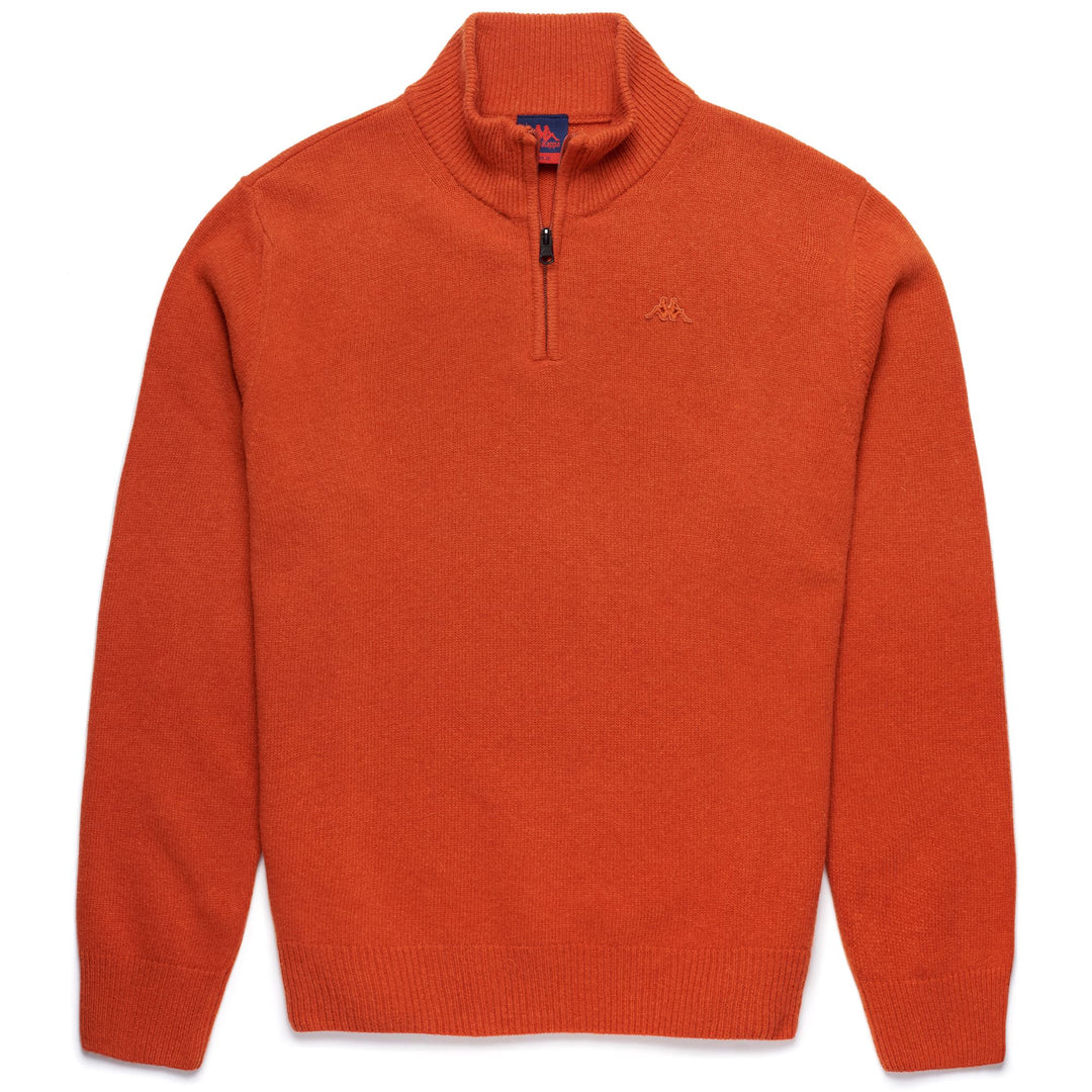 Dark Orange Men's Classic Knitwear Pullover in Wool Blend 01