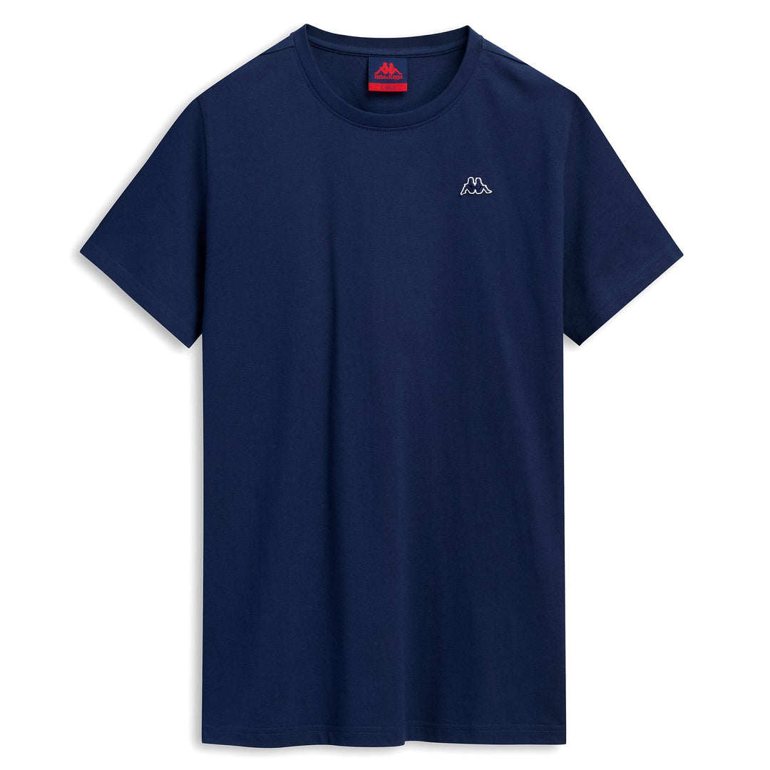 T-Shirt in Cotone Slim Fit Uomo Blu Iris con Logo Omini 01