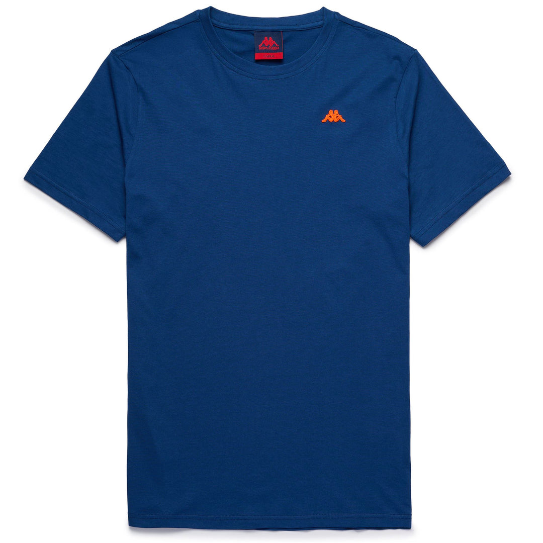 T-Shirt Slim Fit in Cotone Blu Cobalto Uomo con Logo Omini 01