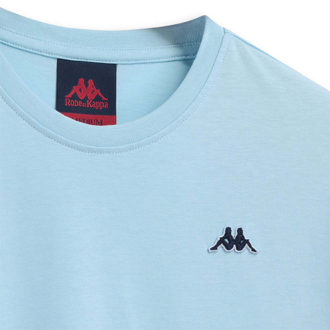 T-shirt bleu homme coupe slim en coton décontracté main
