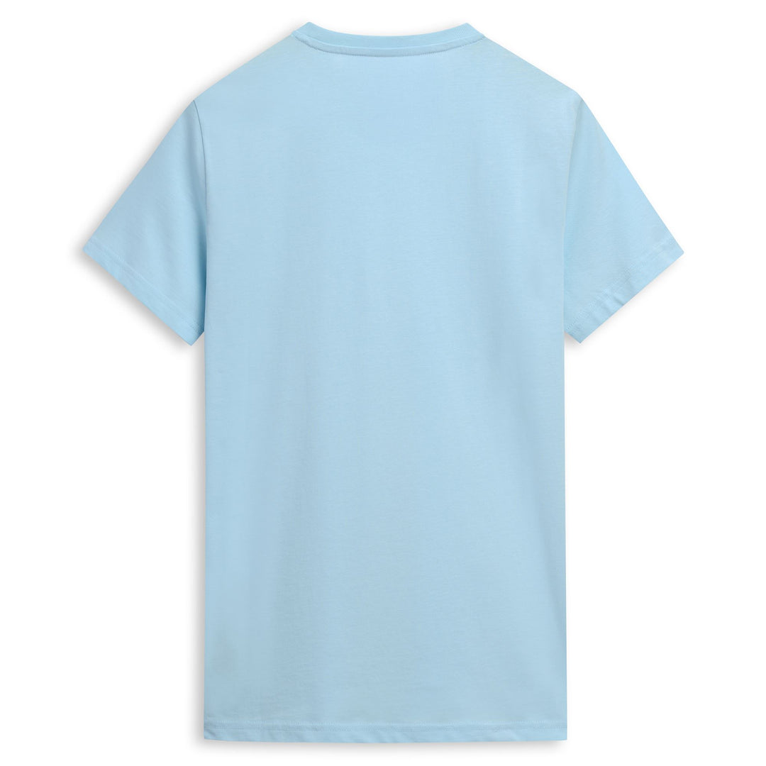 T-shirt bleu homme coupe slim en coton décontracté main