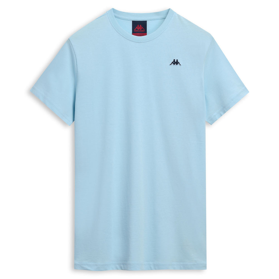 T-shirt bleu homme coupe slim en coton décontracté main