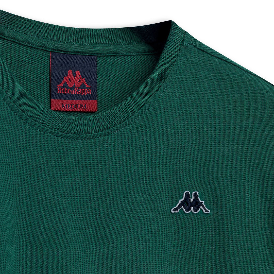 T-shirt décontracté en coton vert pour homme, coupe ajustée main